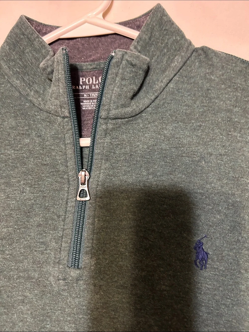 Polo by Ralph Lauren Men's Heather Forest Green Half-Zip Sweater